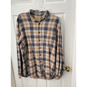 red head ranch shirt plaid blue orange mens‎ large XL